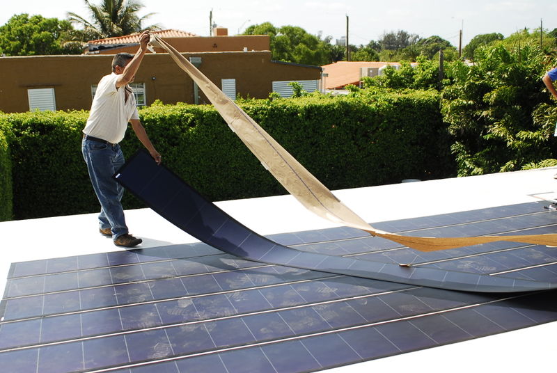 File:Thin Film Flexible Solar PV Installation 2.JPG