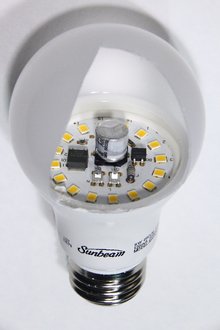 LED bulb: Requires 9 watts of power.[3]